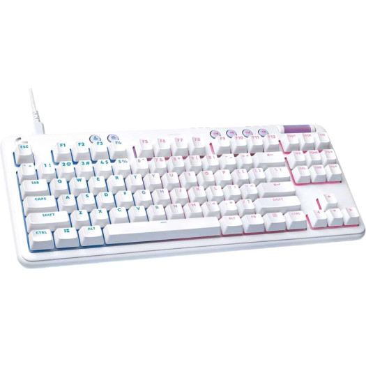 Logitech G713 Wired Mechanical Gaming Keyboard with LIGHTSYNC RGB Lighting, Clicky Switches (GX Blue), and Keyboard Palm Rest, PC/Mac Compatible - White Mist